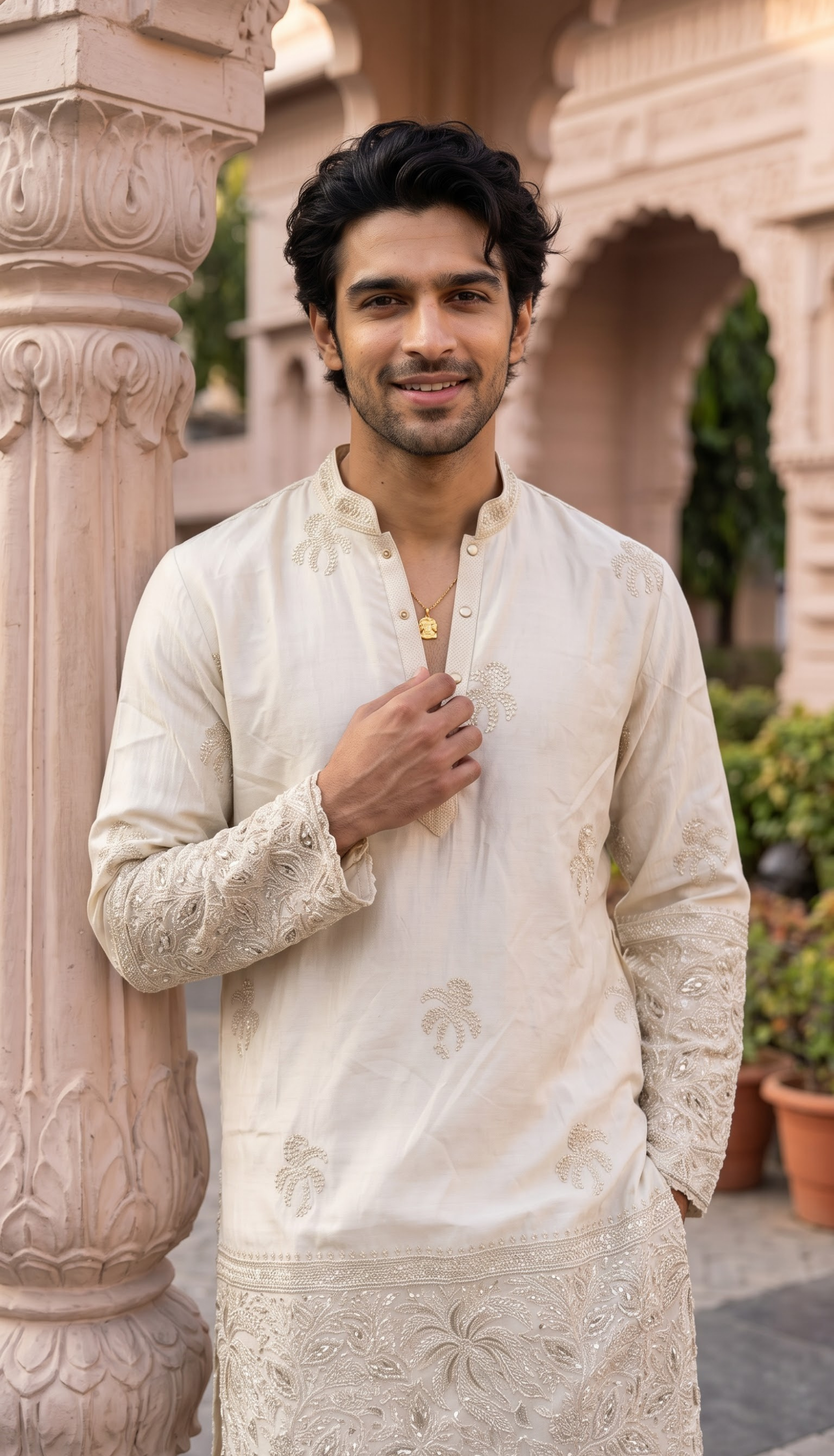 Ivory Pearl Detail Kurta