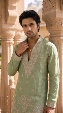 Imperial Gold Heritage Embroidered Kurta