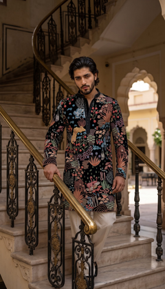 Black Multicolour Kurta