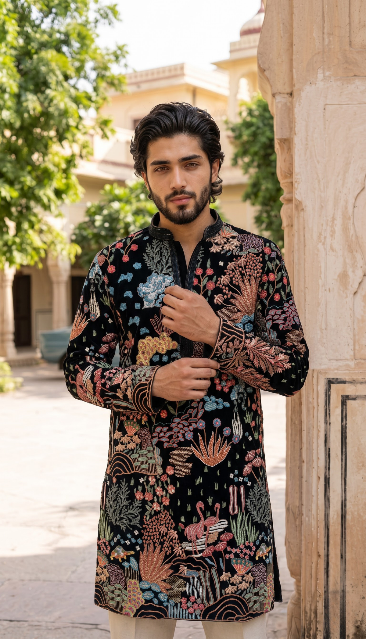 Black Multicolour Kurta
