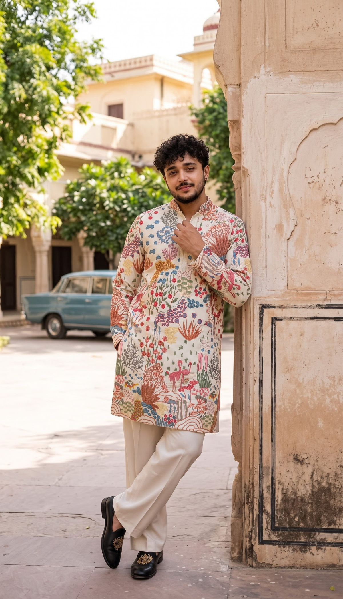 Ivory Multicolour Kurta