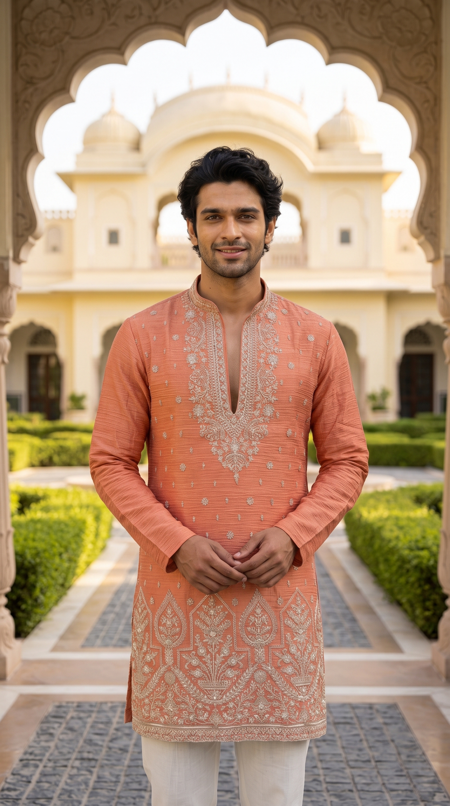Imperial Gold Heritage Embroidered Kurta