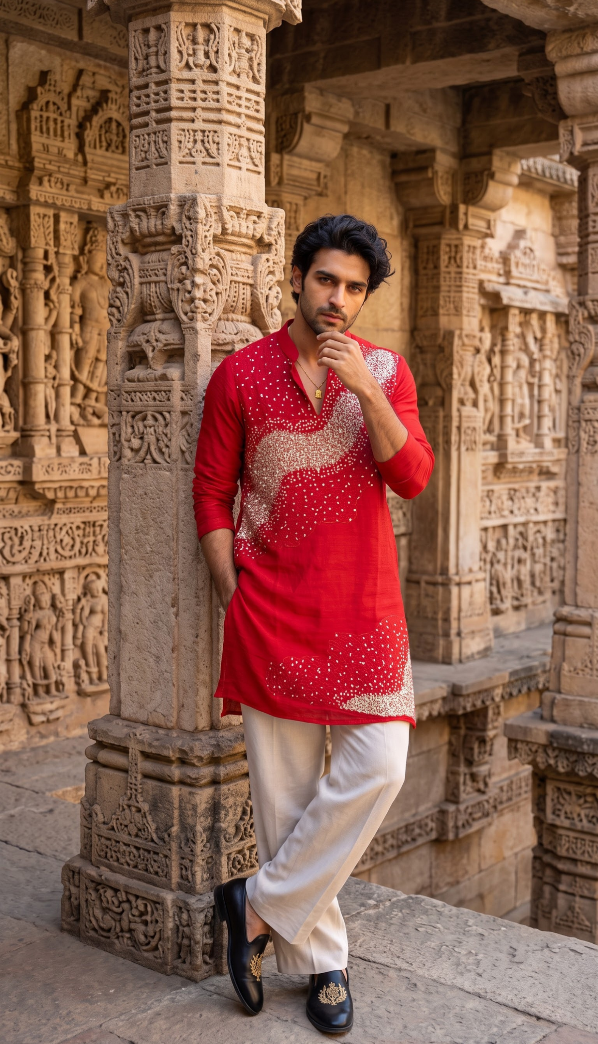 Red Ivory Kurta