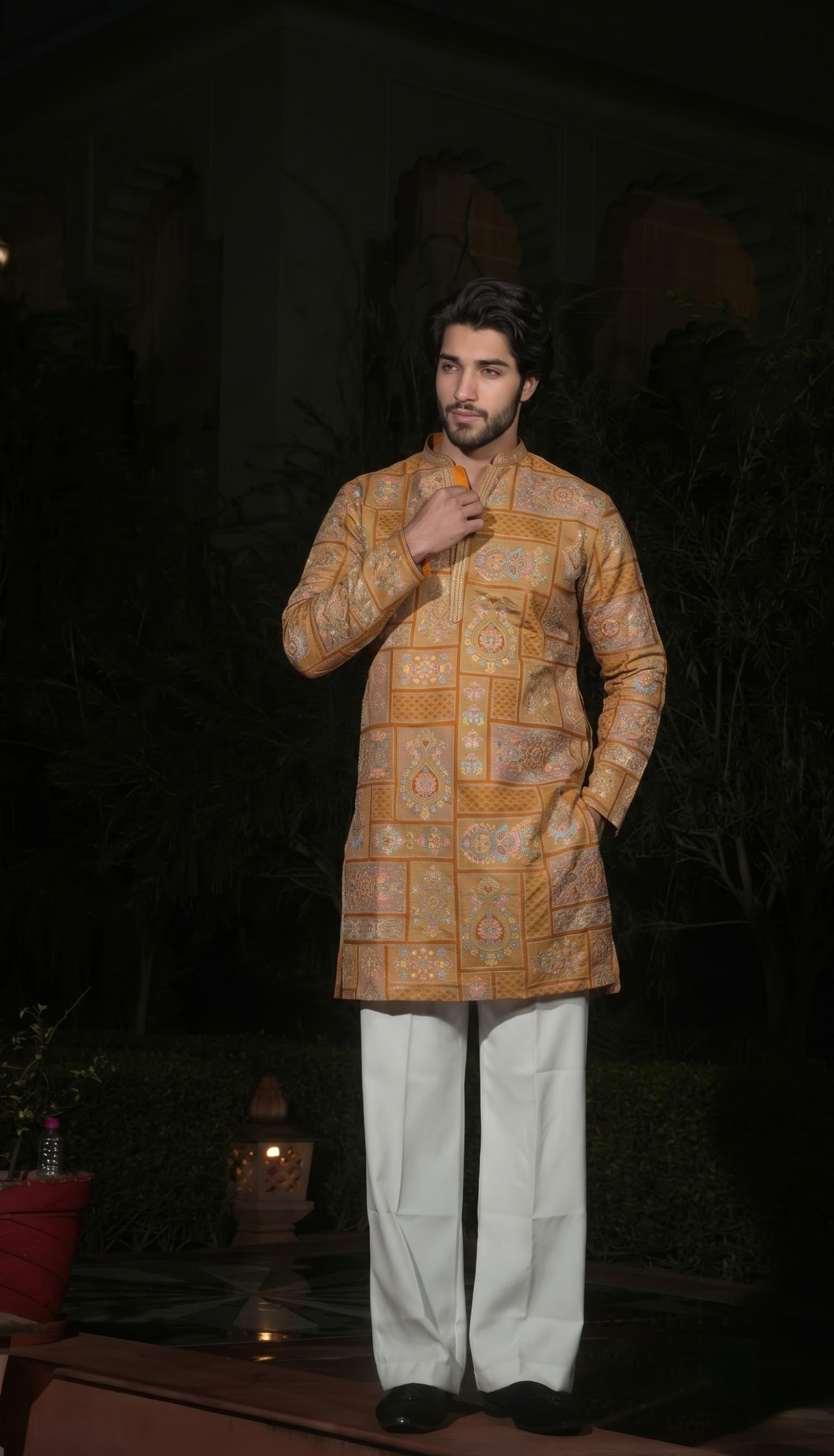 Mustard Gold Geometric Kurta