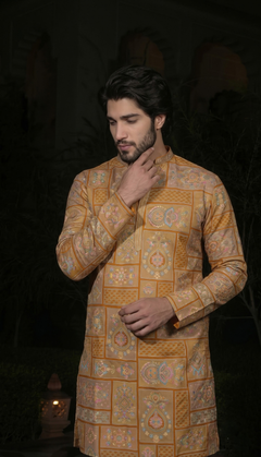 Mustard Gold Geometric Kurta