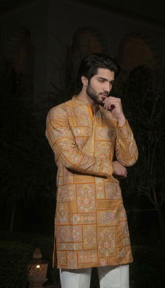 Mustard Gold Geometric Kurta