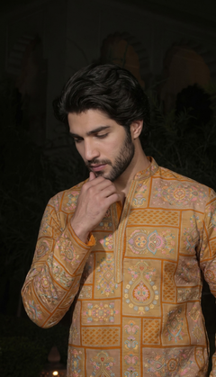 Mustard Gold Geometric Kurta