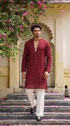 Maroon Heritage Embroidered Kurta