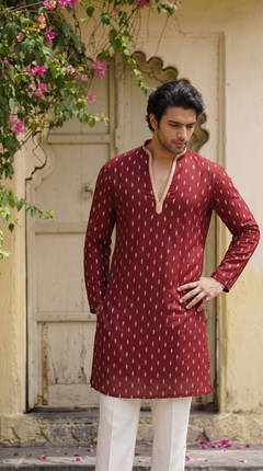 Maroon Heritage Embroidered Kurta