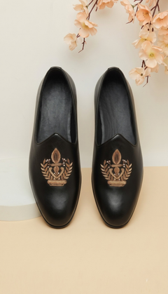 Black Classic Crest Loafers
