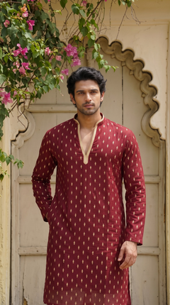 Maroon Heritage Embroidered Kurta