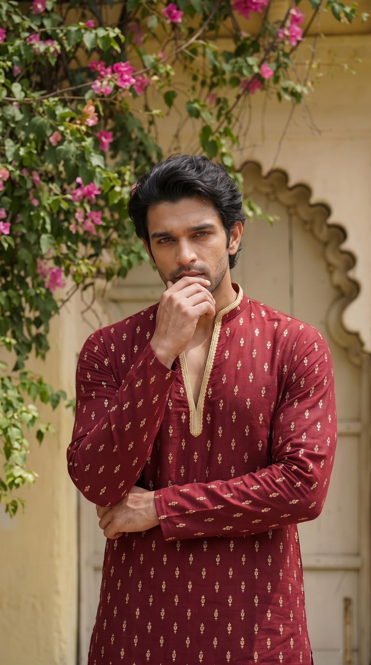 Maroon Heritage Embroidered Kurta