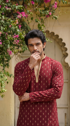 Maroon Heritage Embroidered Kurta