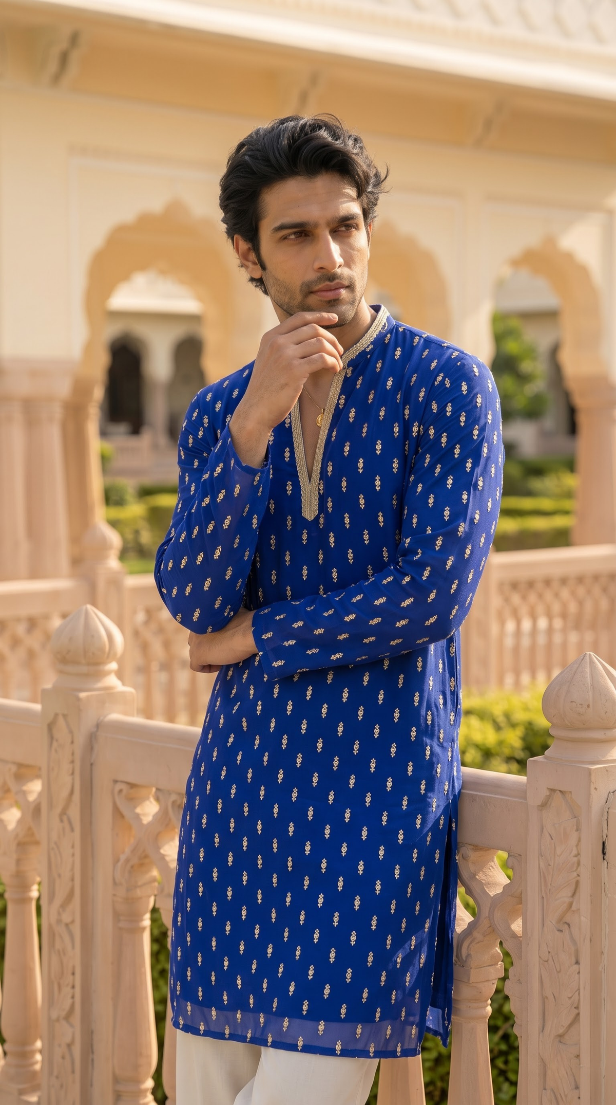 Royal Blue Embroidered Kurta