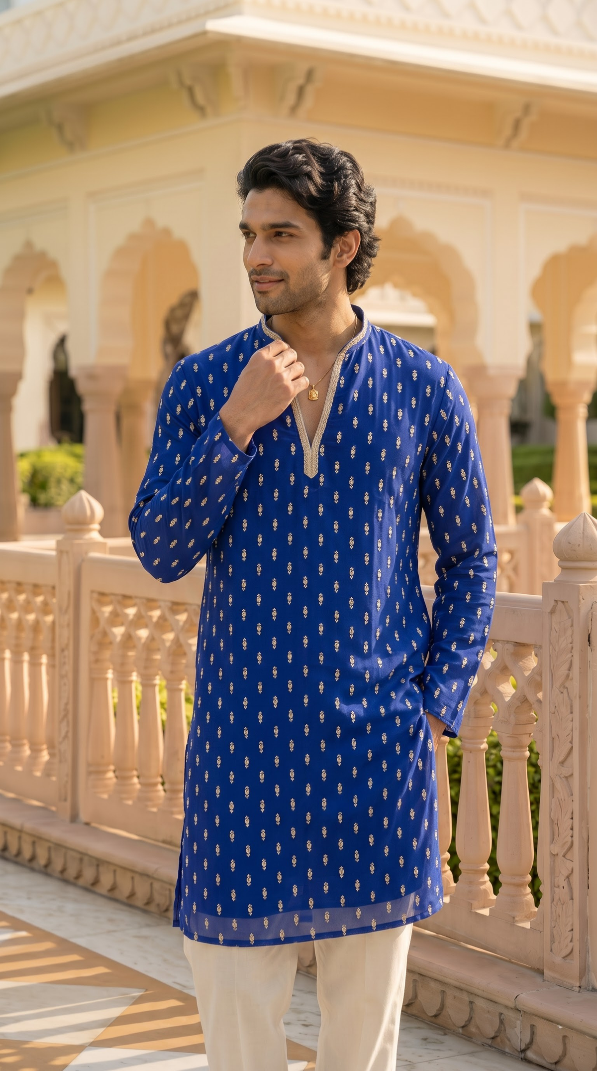 Royal Blue Embroidered Kurta