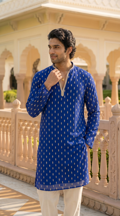 Royal Blue Embroidered Kurta