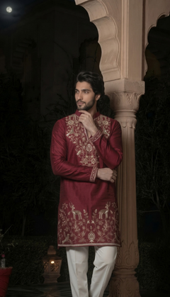 Regal Maroon Heritage Kurta