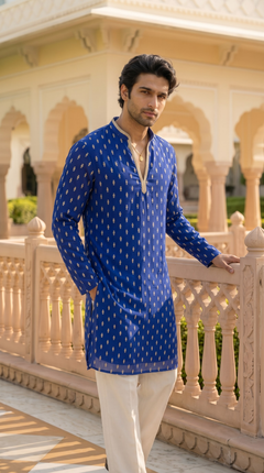 Royal Blue Embroidered Kurta