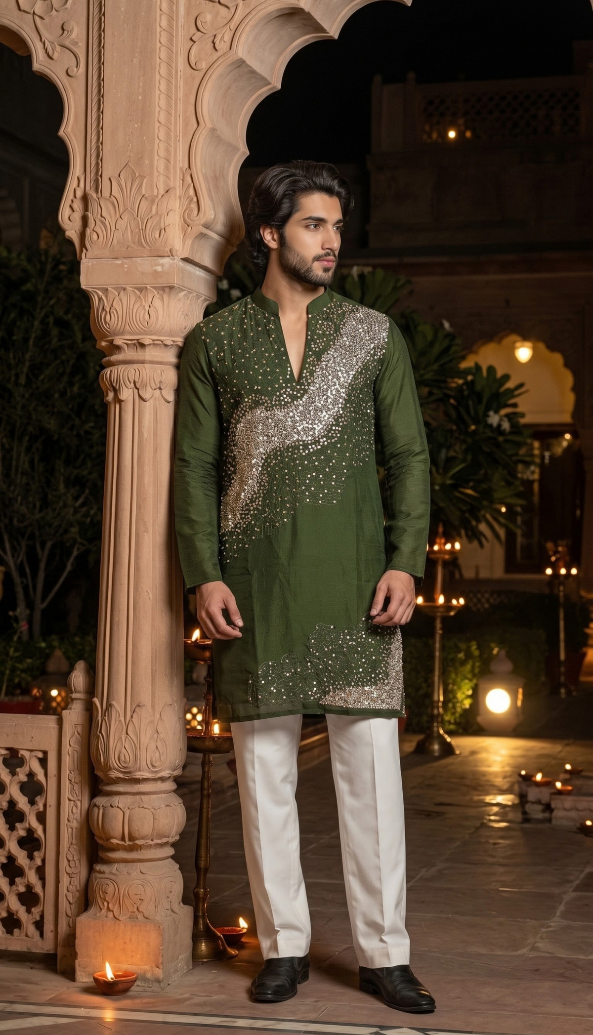 Regal Olive Green Kurta