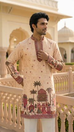 Beige Heritage Embroidered Kurta