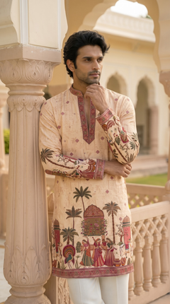 Beige Heritage Embroidered Kurta