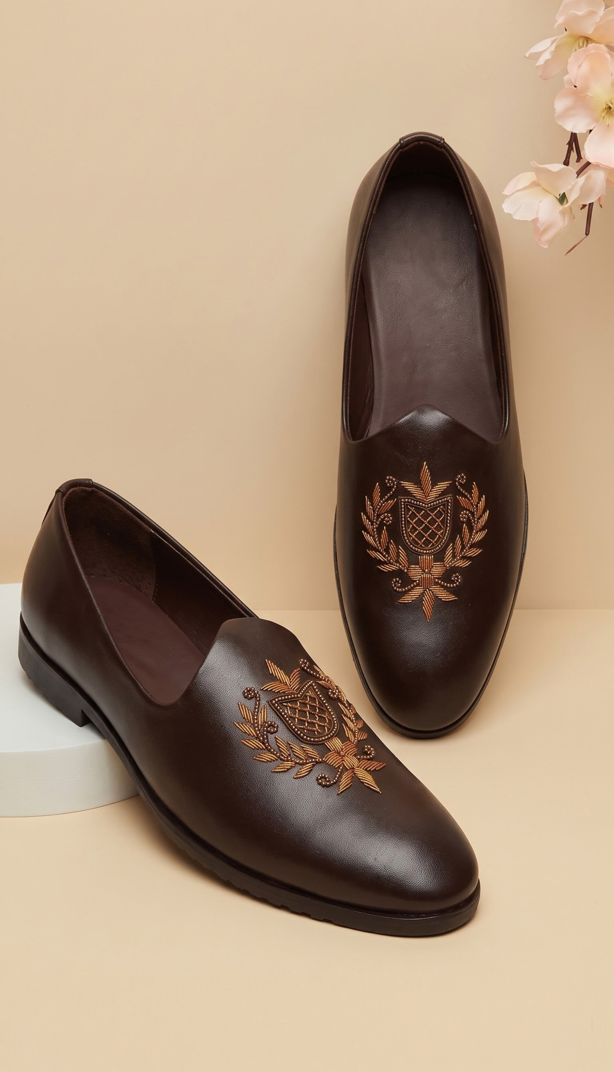 Dark Brown Crest Loafers