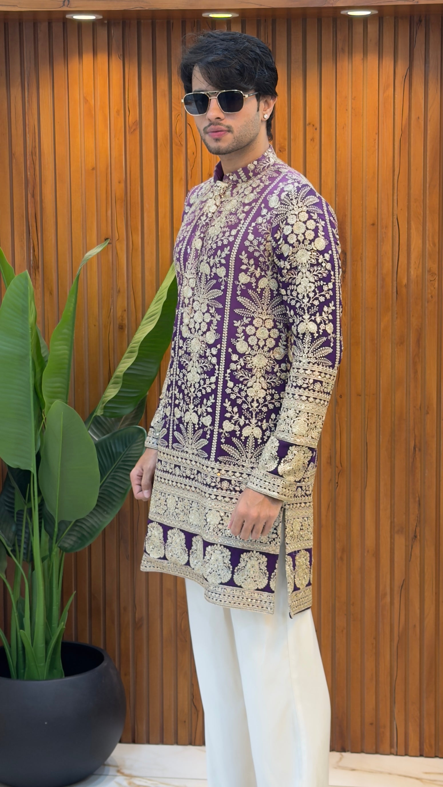 Royal Purple Embroidered Kurta set