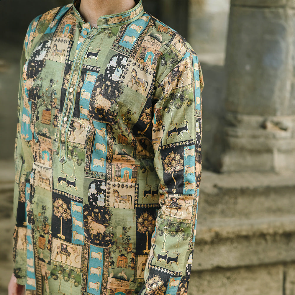 Olive Royal Tapestry Kurta