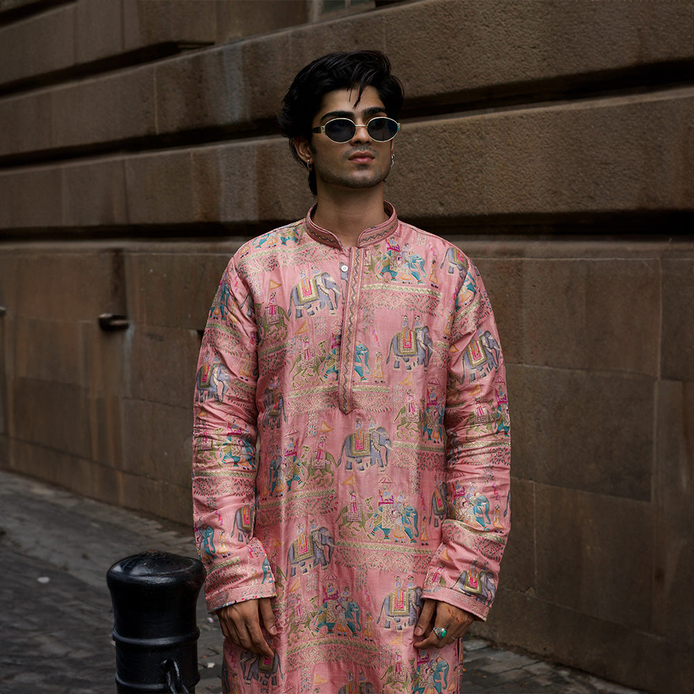 Gulabi Royal Procession Kurta