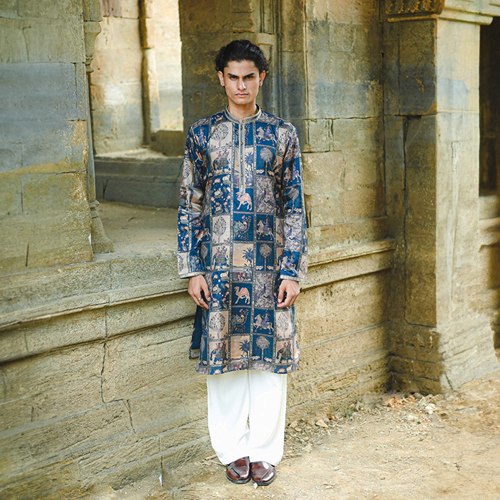 Midnight Jungle Mosaic Kurta