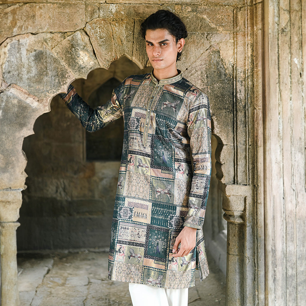 Antique Mosaic Pichwai Kurta