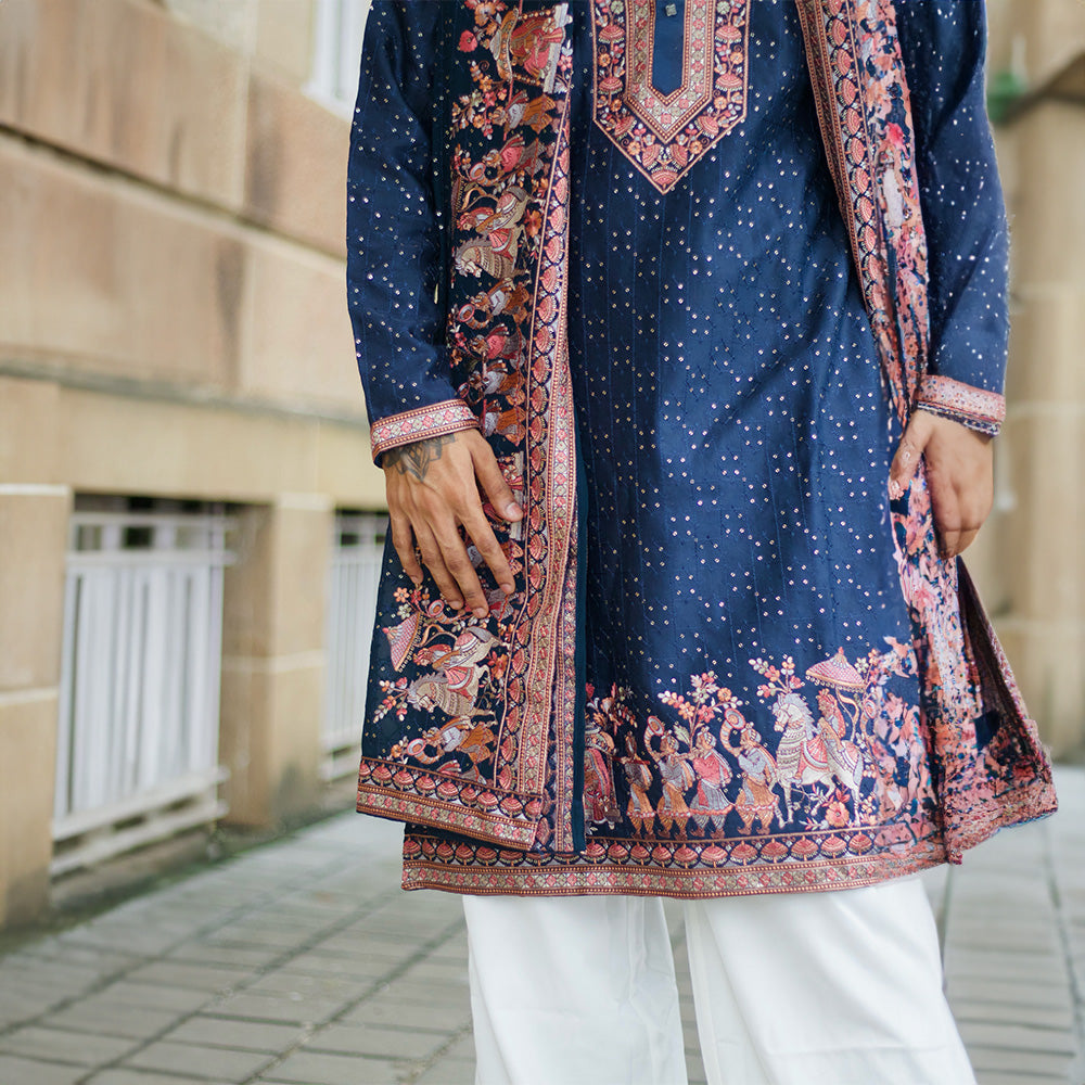 Midnight Blossom Embroidered Kurta Set