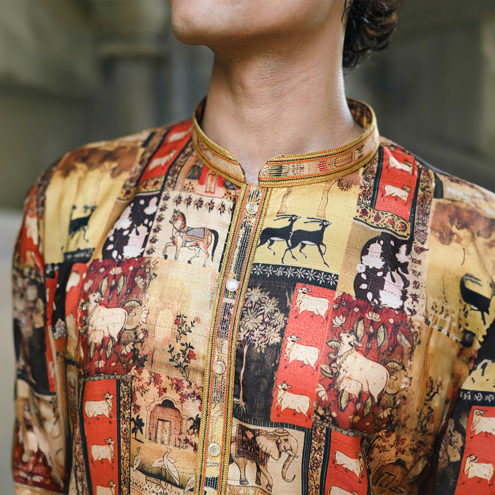 Rust Heritage Mosaic Kurta