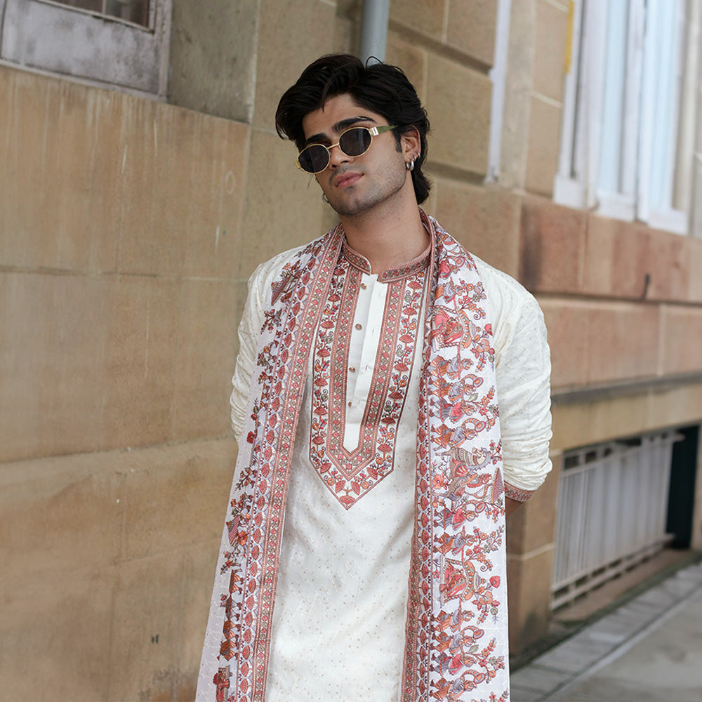Ivory Vine Embroidered Kurta Set