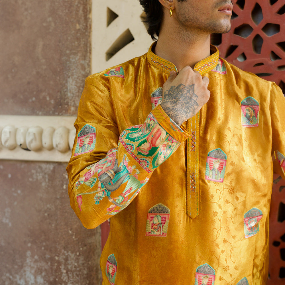 Golden Pichwai Grace Kurta