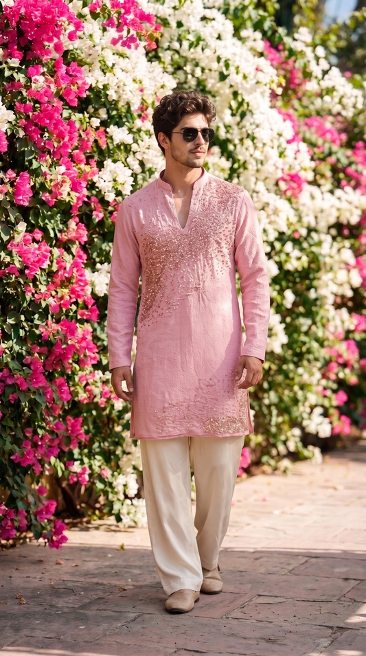 Blush Pink Embellished Kurta