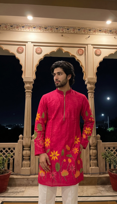 Vibrant Fuchsia Floral Kurta