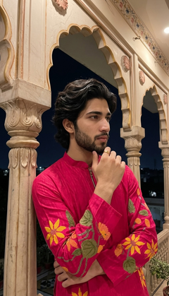 Vibrant Fuchsia Floral Kurta