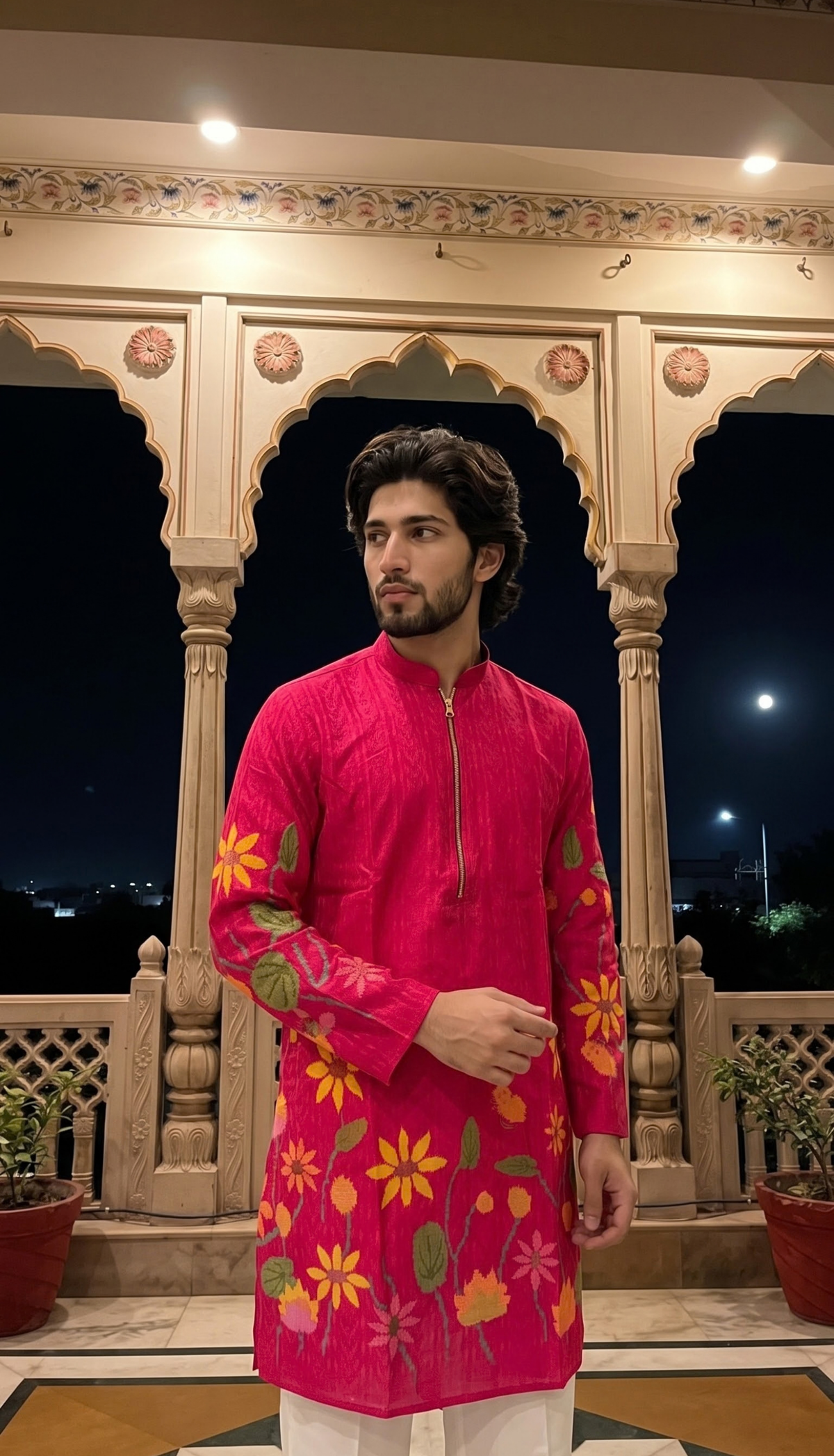 Vibrant Fuchsia Floral Kurta