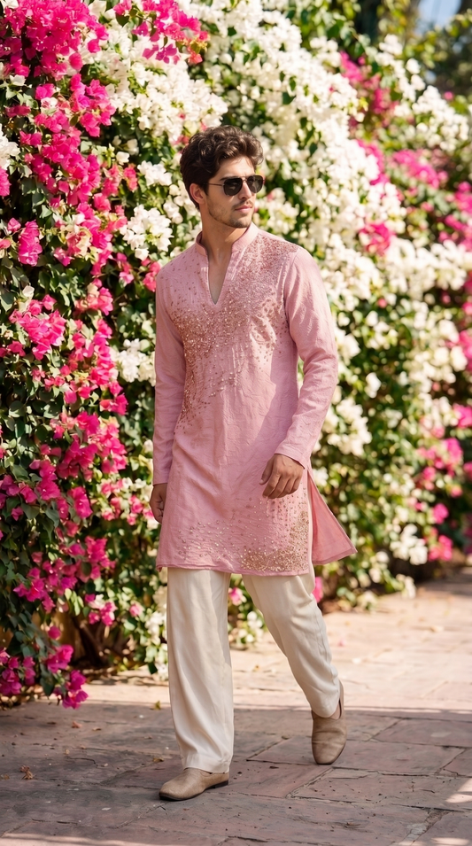 Blush Pink Embellished Kurta