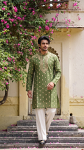 Olive Green Embroidered Kurta