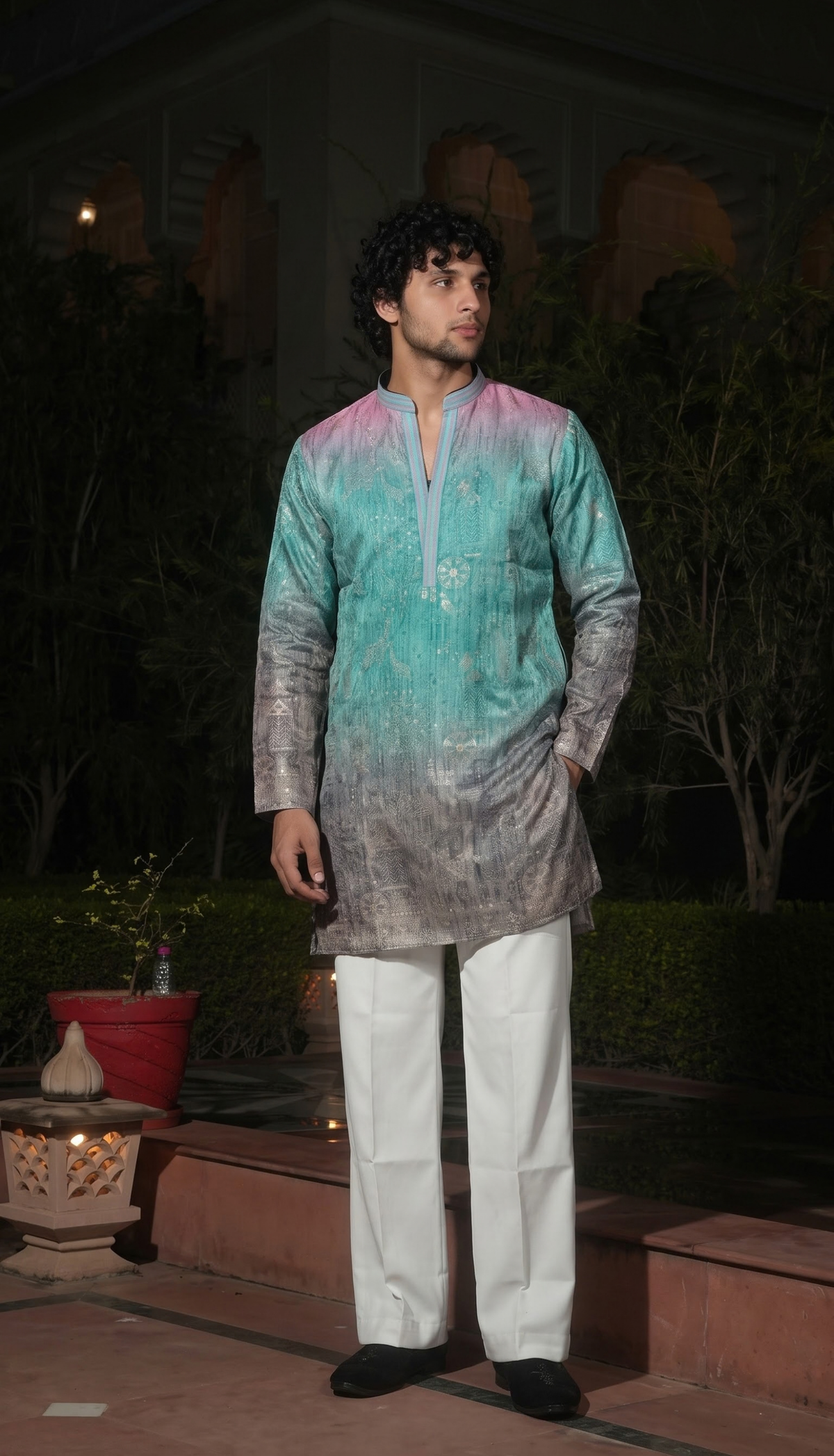 Pastel Teal & Lavender Ombre Kurta