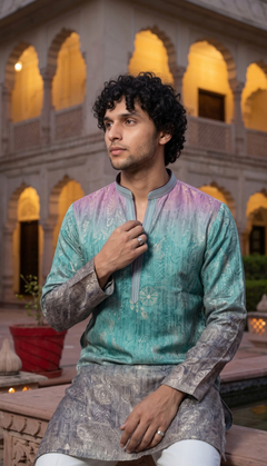 Pastel Teal & Lavender Ombre Kurta