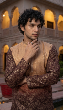 Chocolate Brown Jacquard Kurta