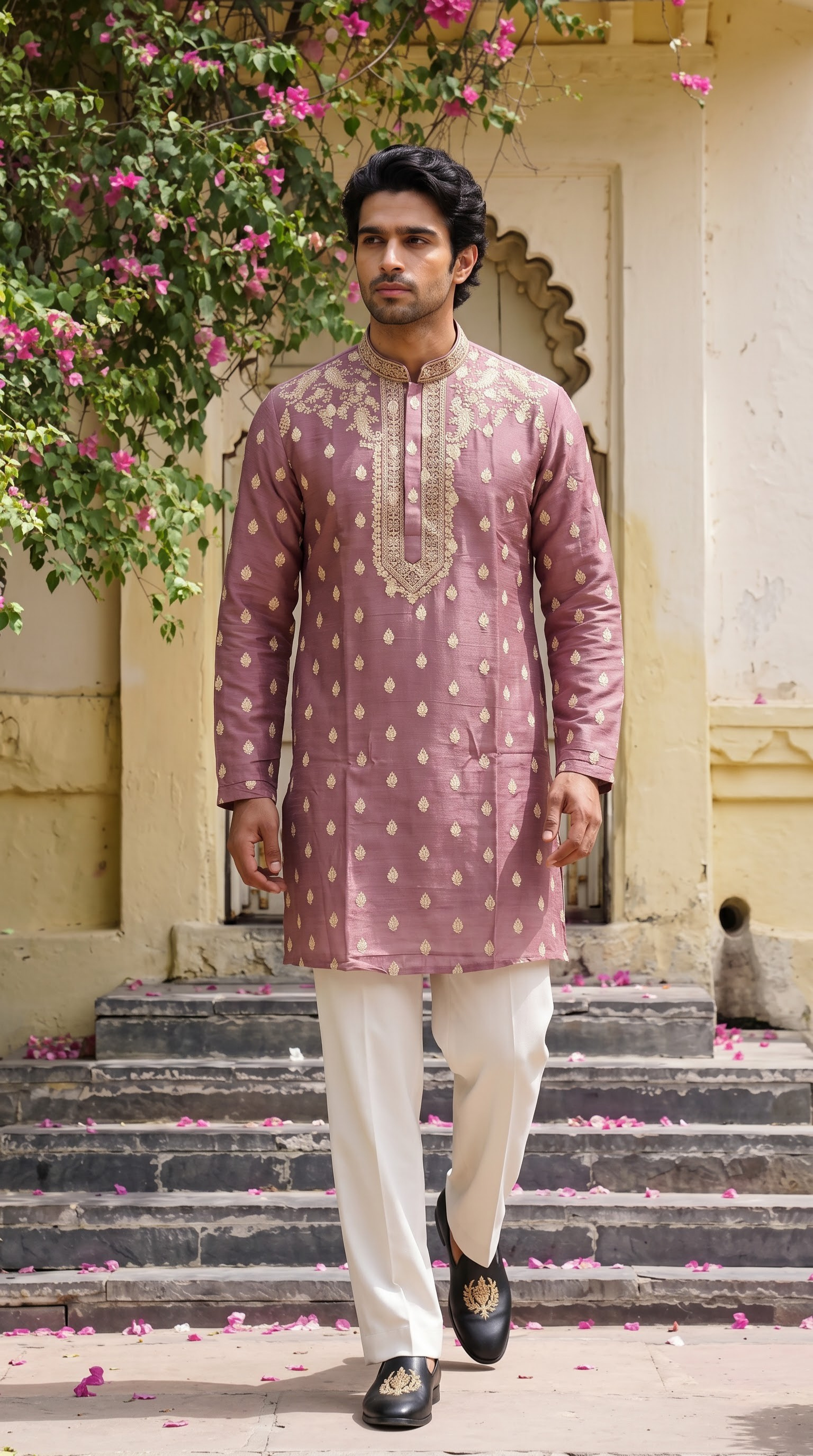 Dusty Rose Embroidered Kurta