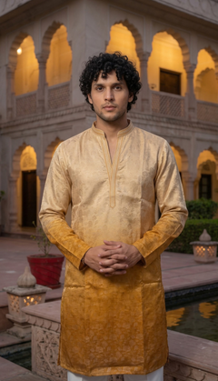 Golden Beige Jacquard Kurta