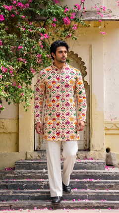 Ivory Multicolour Printed Kurta