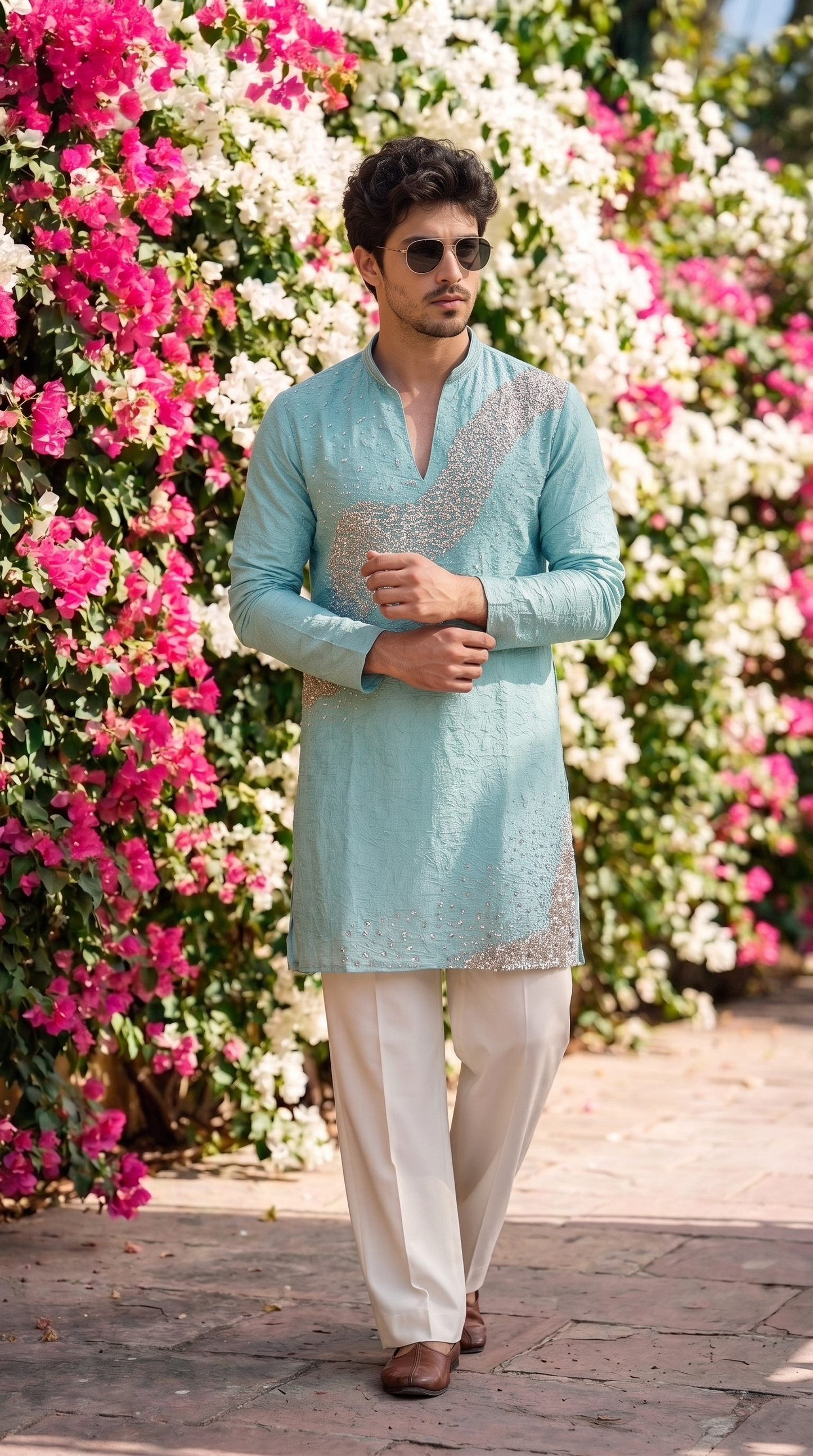 Sky Blue Embellished Kurta