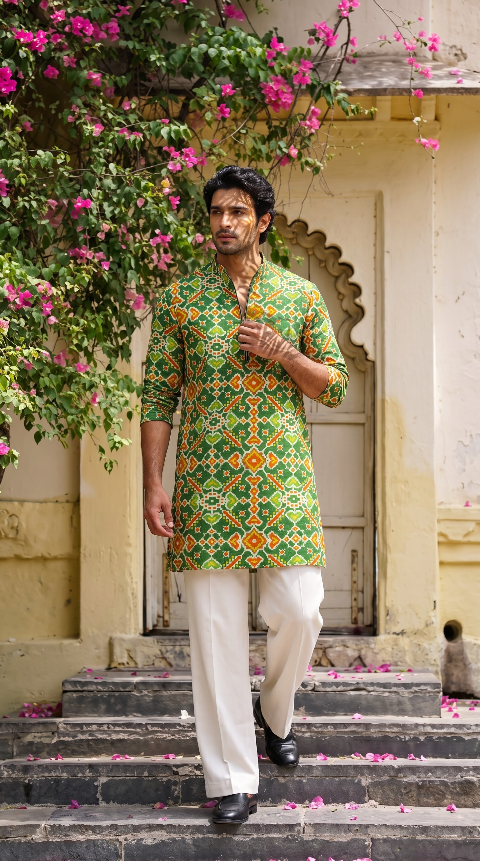 Green Multicolour Printed Kurta