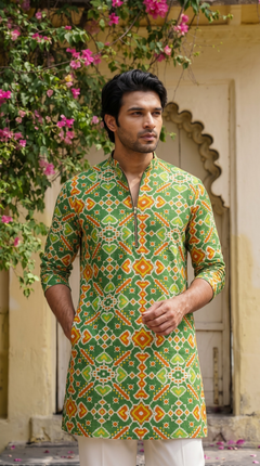 Green Multicolour Printed Kurta